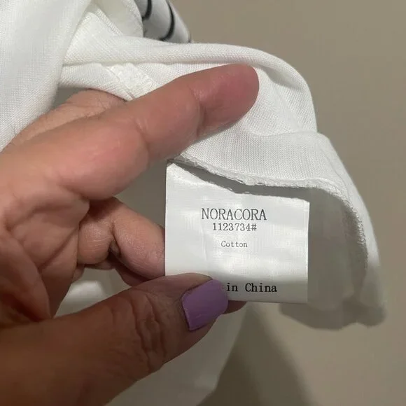 White & Black Summer Top, NORACORA, Medium, NWT - Picture 5 of 9